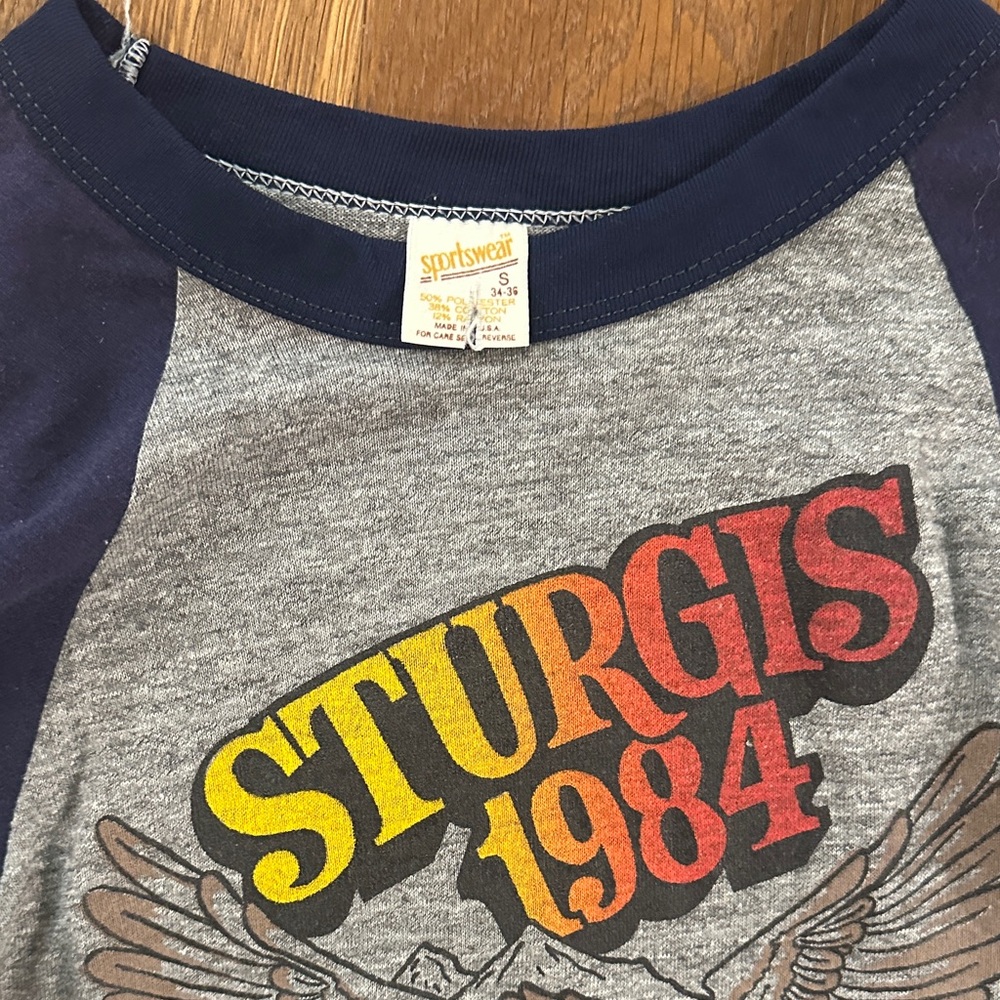 Vintage Gray and Blue Long Sleeve Tee - Picture 2 of 5